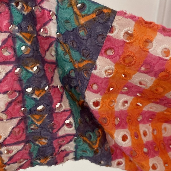 Pink and  Coral Eyelet Topper Kimono - Picture 5 of 8